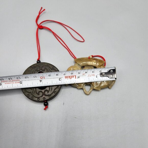 Jade Pendant Amulet Chinese Symbol Lot of 2 Deer Carved Stone Vtg 1980s - Picture 9 of 10